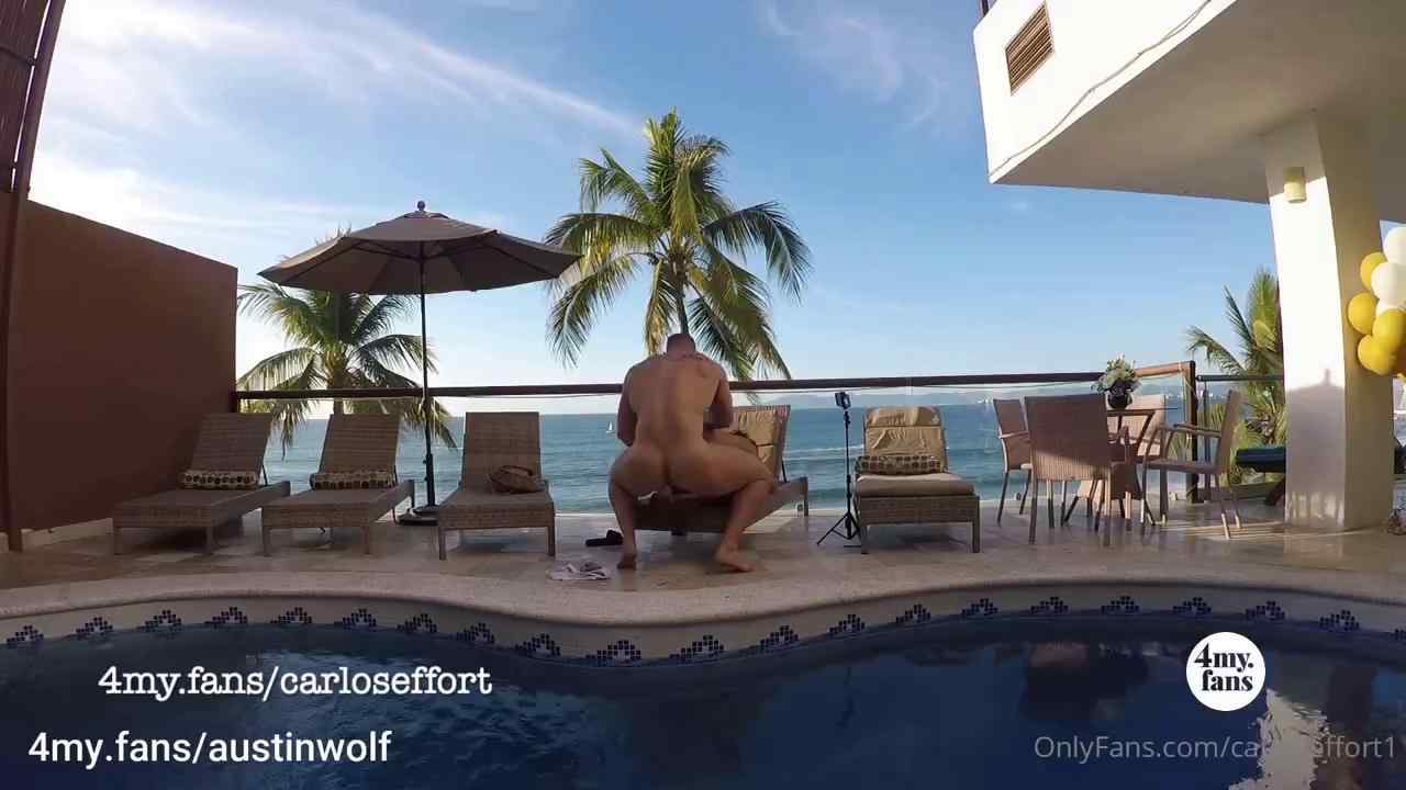 Carlos Effort – Austin Wolf Fucks Me by the Pool-Outdoor Bareback – ANGLE4