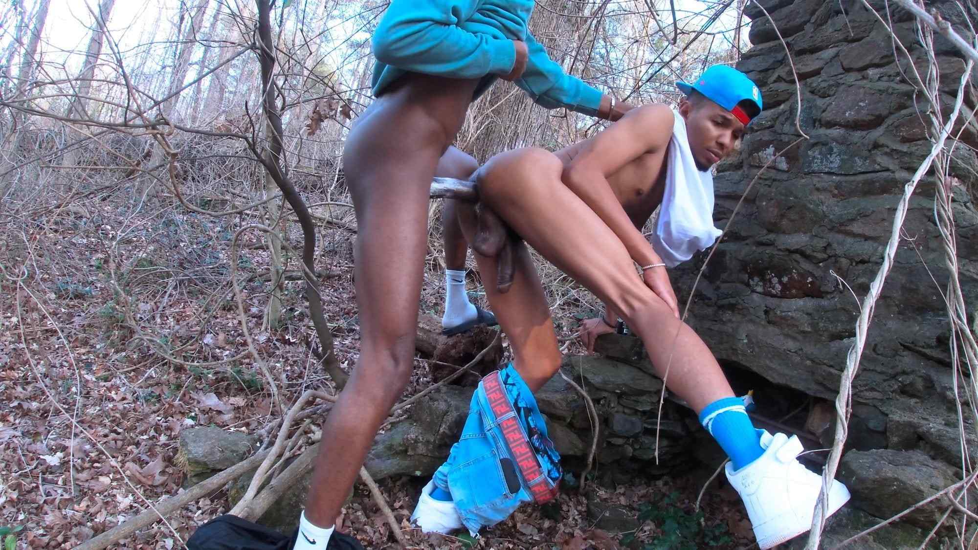 Monster BBC Twink Doggy Fucks Outdoors